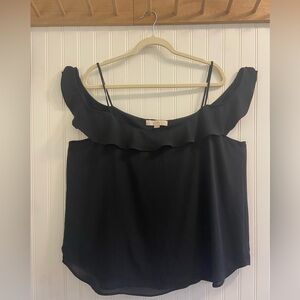 LOFT Semi Sheer Off Shoulder Romantic Ruffle Date Night Short Sleeve Blouse XXL